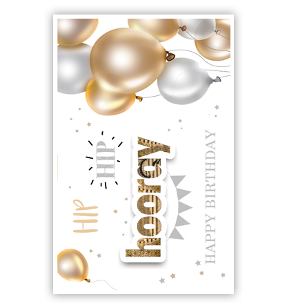 Cadeau-envelop. Gouden en zilveren ballonnen Cadeau-envelop. Gouden en zilveren ballonnen