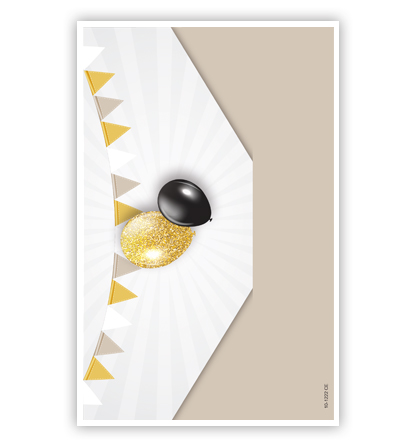 Cadeau-envelop: Gouden, zilveren en zwarte ballonnen Cadeau-envelop: Gouden, zilveren en zwarte ballonnen