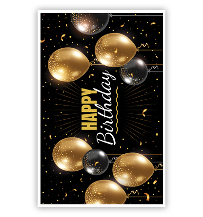 Cadeau-envelop. Gouden en zwarte ballonnen op zwart Cadeau-envelop. Gouden en zwarte ballonnen op zwart