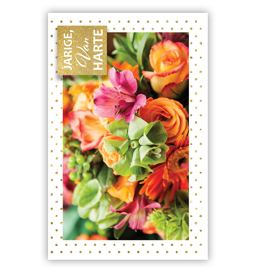 Roze, groene en oranje bloemen