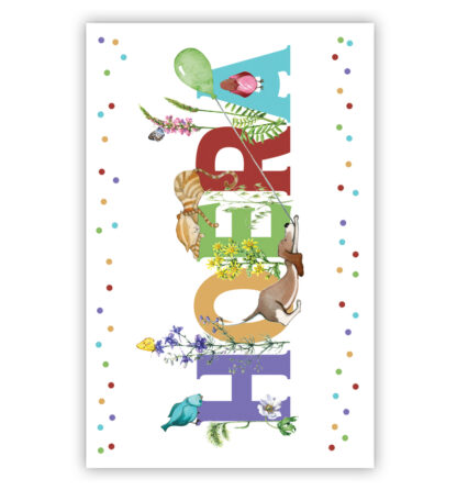 Cadeau-envelop: Hoera met dieren Cadeau-envelop: Hoera met dieren