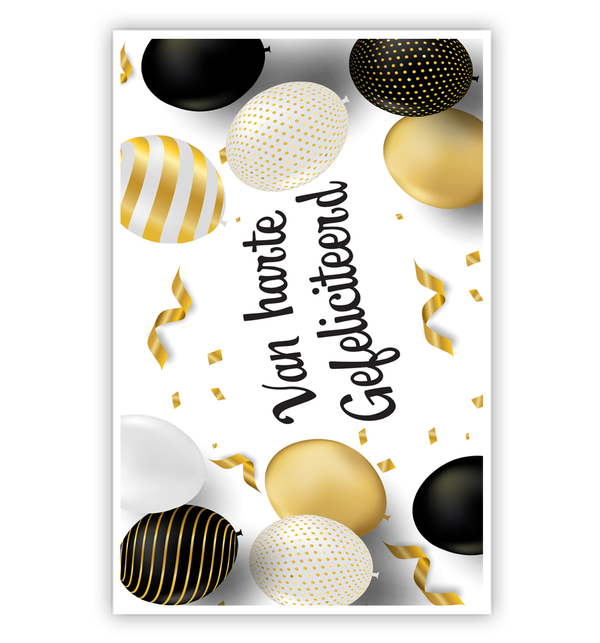 Ballonnen in goud, wit en zwart