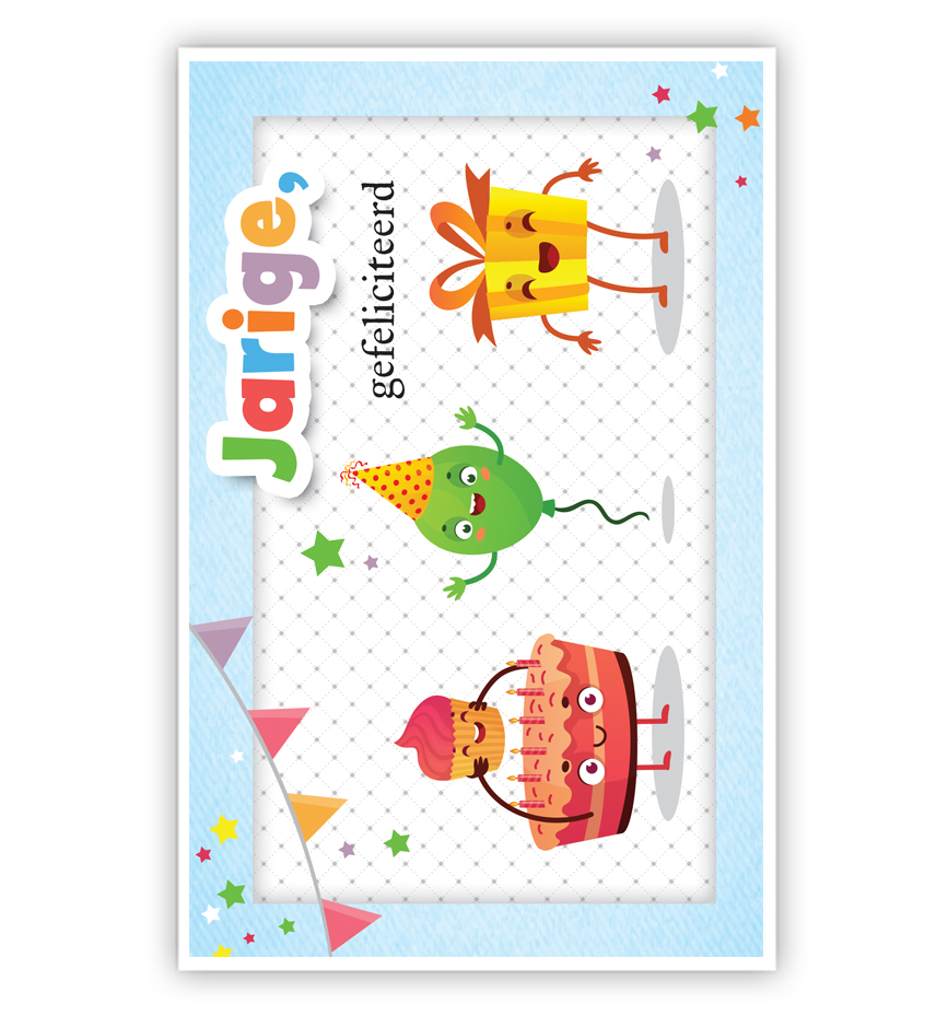Cadeautje en taart met gezicht