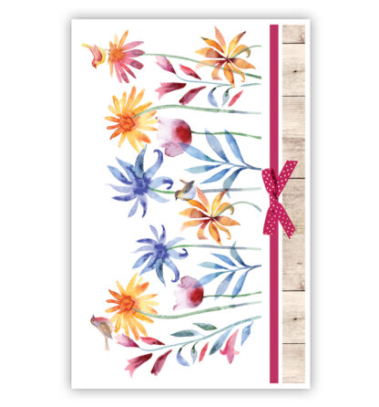 Bloemen op een rij met vogels