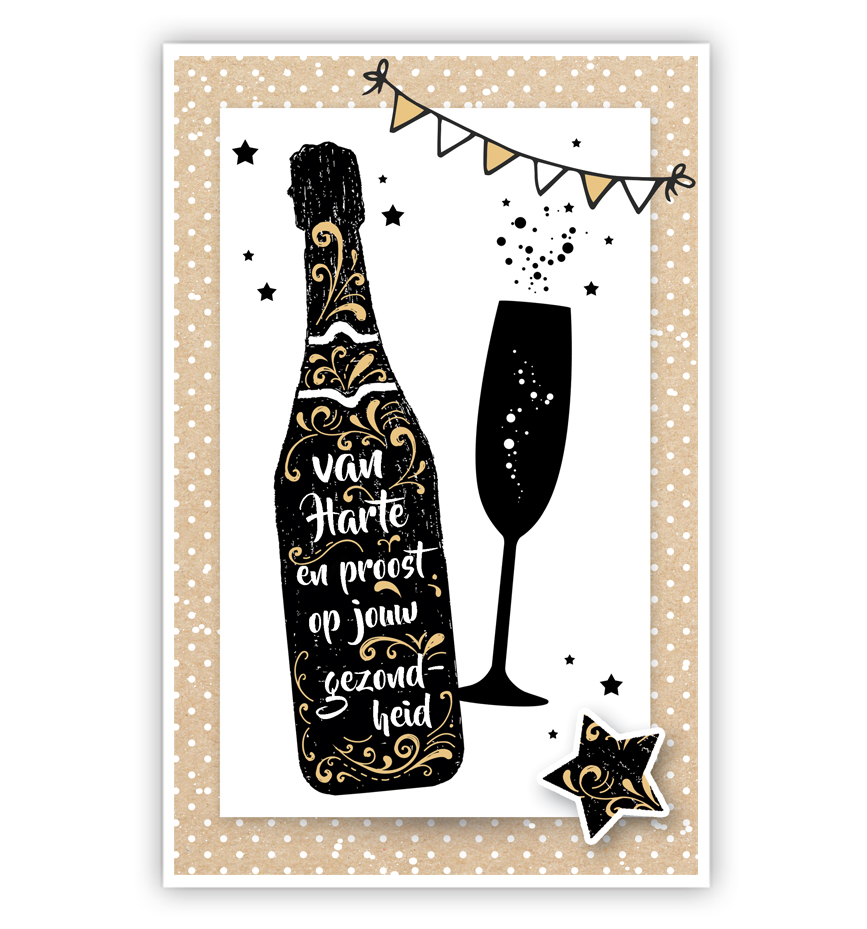 Fles, glas en slinger Fles, glas en slinger