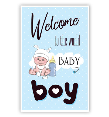 Baby met blauwe fles Baby met blauwe fles