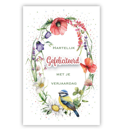 Kader van bloemen en een vogel