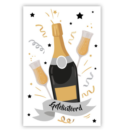 Champagne fles met twee glazen