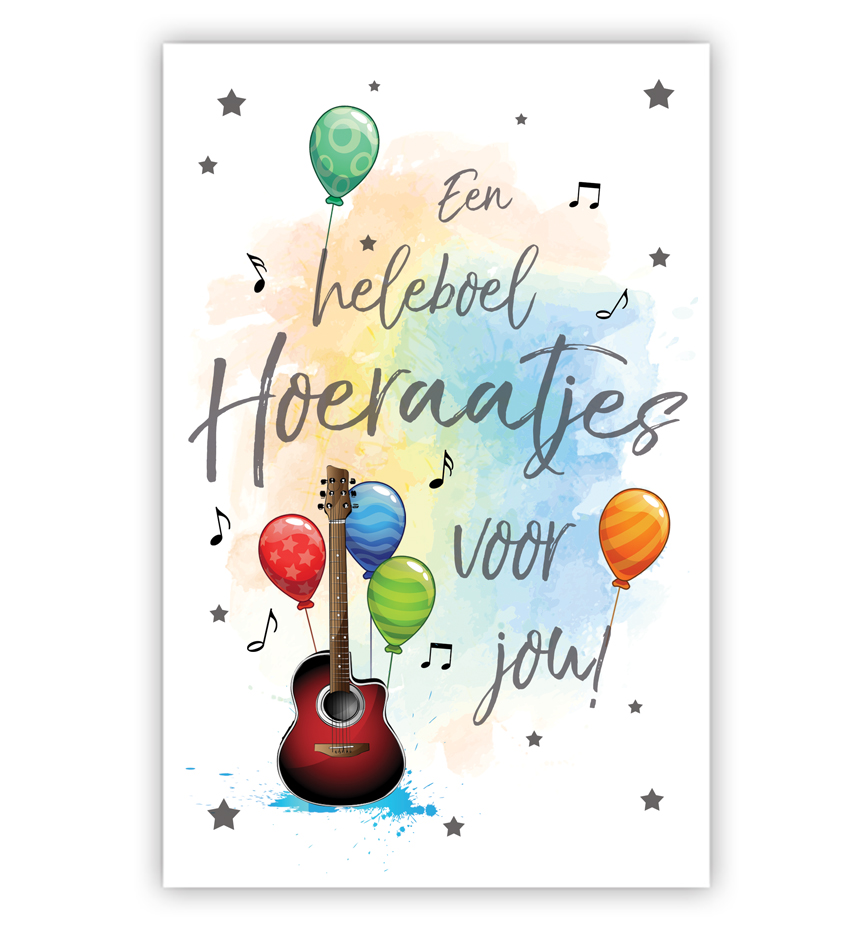 Tekst met gitaar en ballonnen Tekst met gitaar en ballonnen