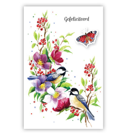 Bloemen, vogels en een vlinder Bloemen, vogels en een vlinder