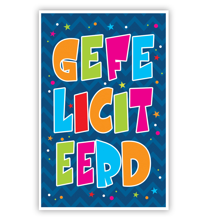 Gekleurde letters op blauwe achtergrond
