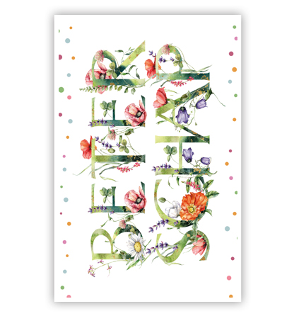 Budgetkaart: Letters met bloemen Budgetkaart: Letters met bloemen