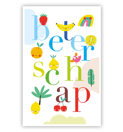 Budgetkaart: Letters met getekend fruit Budgetkaart: Letters met getekend fruit