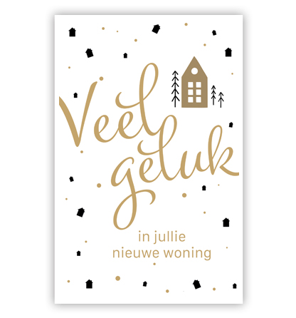 Budgetkaart: Veel geluk zwart en goud Budgetkaart: Veel geluk zwart en goud