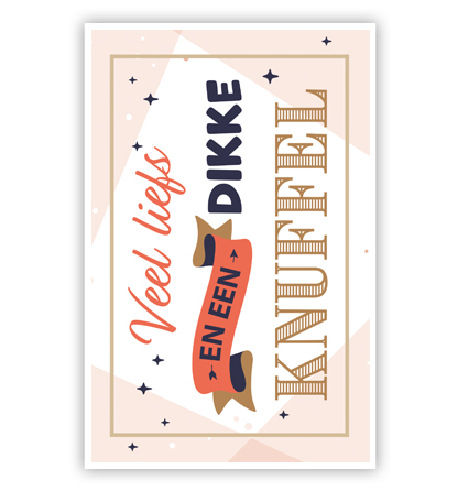 Budgetkaart: Veel liefs en een dikke knuffel met kade Budgetkaart: Veel liefs en een dikke knuffel met kade