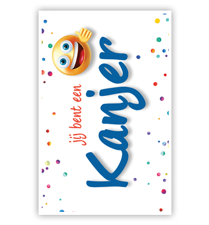 Budgetkaart: Jij bent een kanjer met smiley en stippen Budgetkaart: Jij bent een kanjer met smiley en stippen