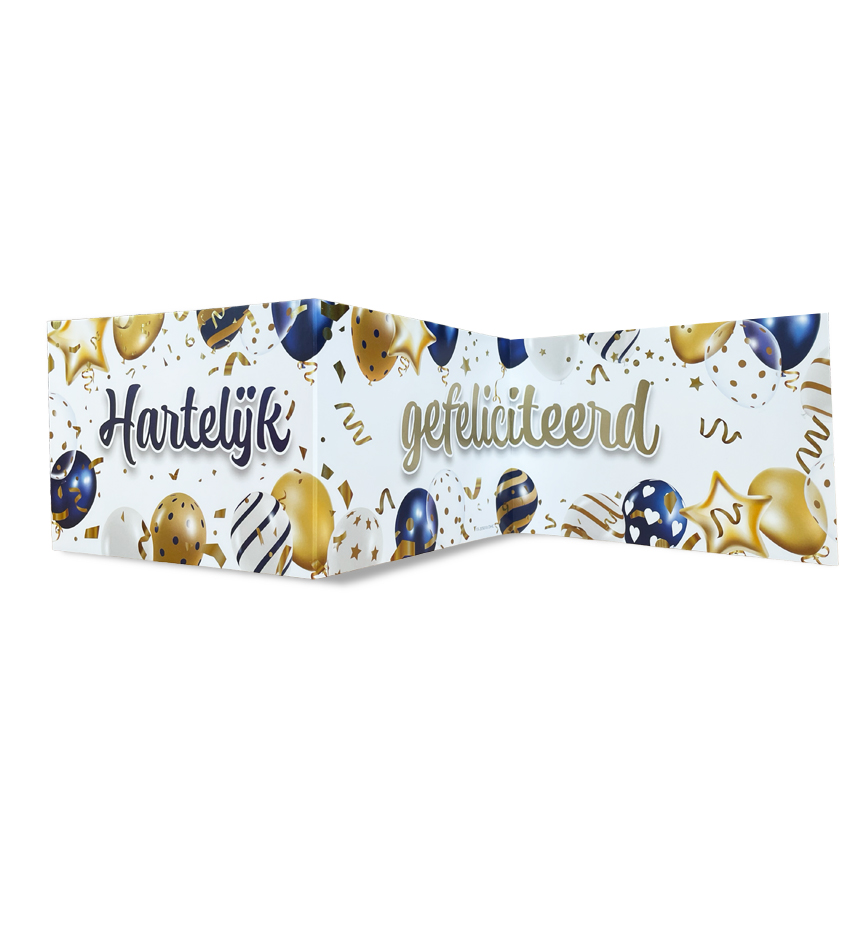 Blauwe, witte en gouden ballonnen