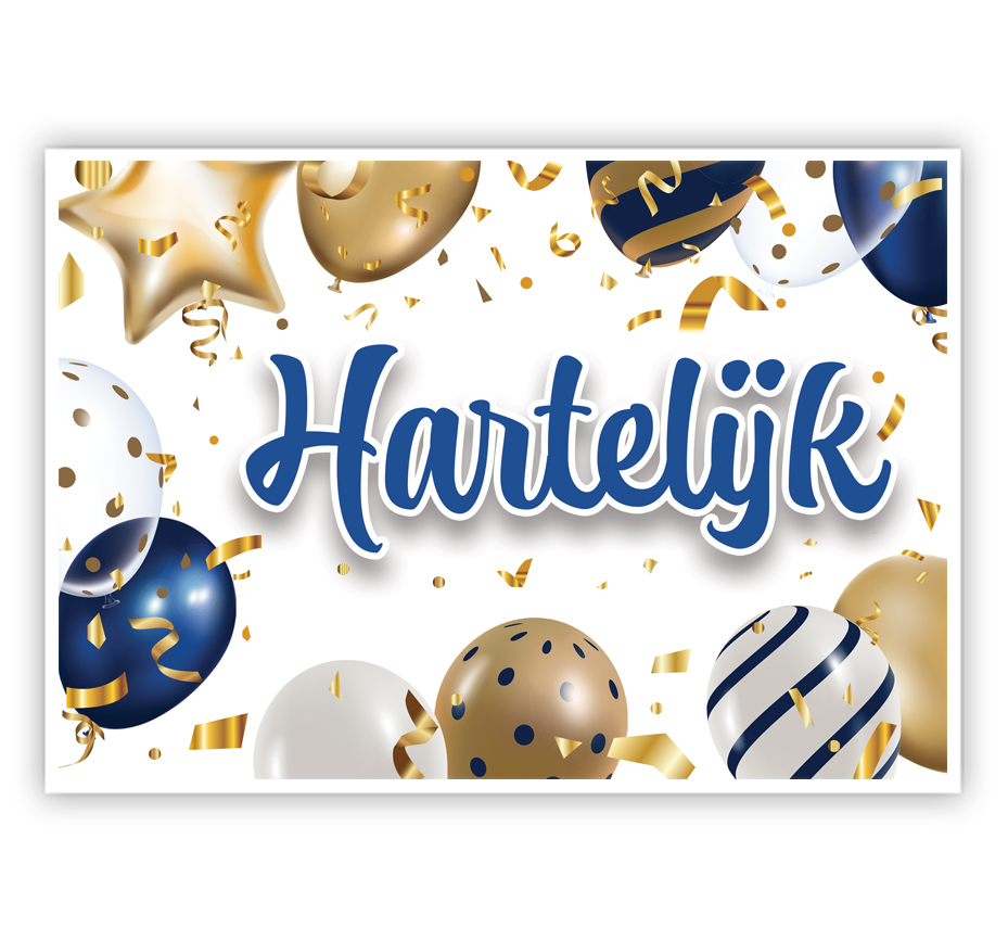 Blauwe, witte en gouden ballonnen, foto 2 van 2
