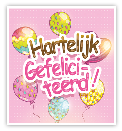 Vierkant: Hartelijk gefeliciteerd op ballonnen