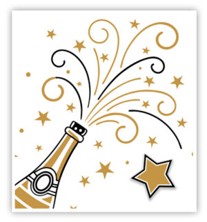 Vierkant: Champagnefles en ster