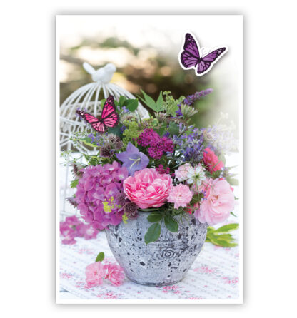 Bloemen in pot en vlinders Bloemen in pot en vlinders