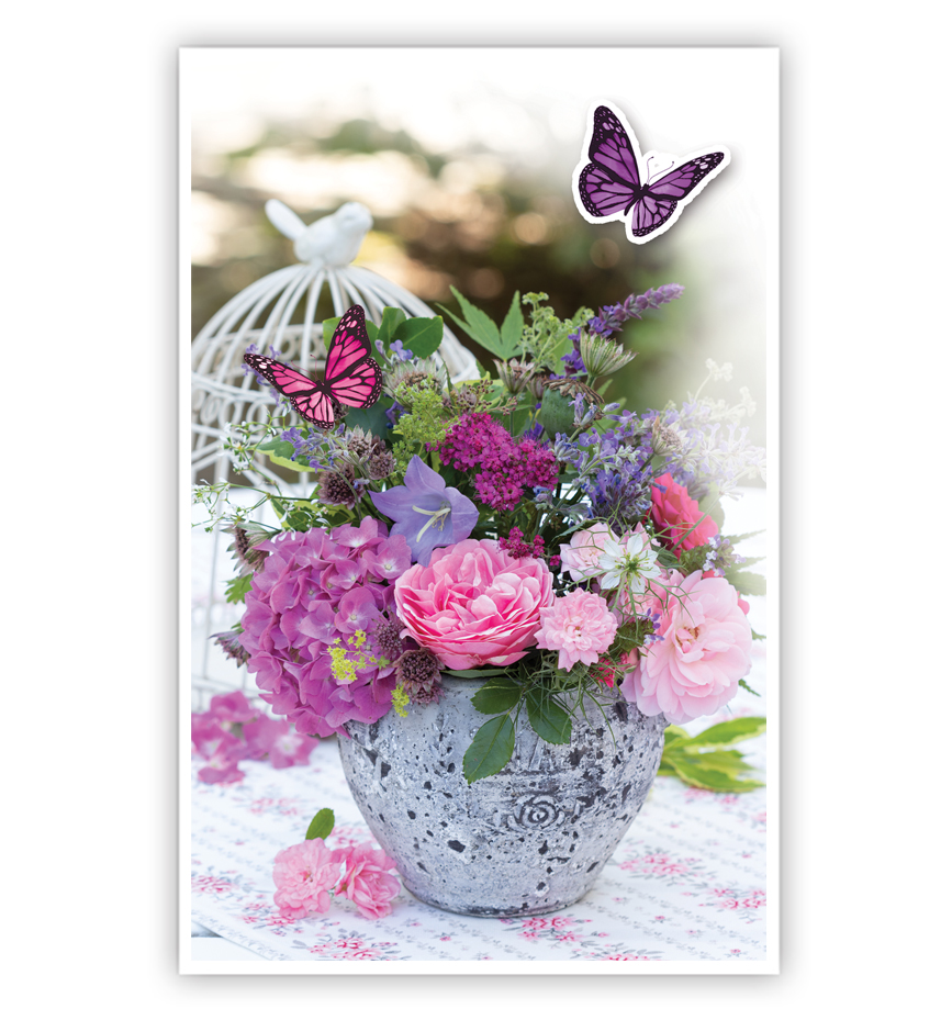 Bloemen in pot en vlinders Bloemen in pot en vlinders